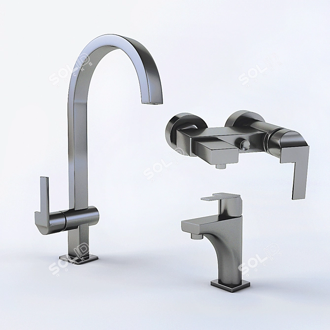 Sleek TEKA CUADRO Taps Set 3D model image 1