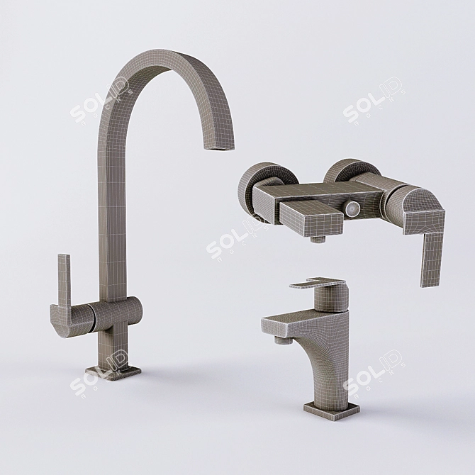 Sleek TEKA CUADRO Taps Set 3D model image 2