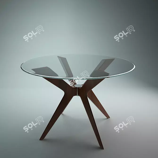 Modern Glass and Wood Dining Table 3D model image 1