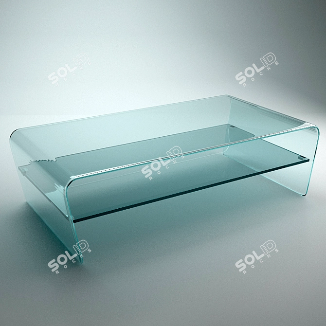 Sleek Glass Coffee Table with Shelves 3D model image 1