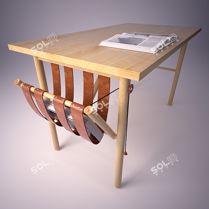 Sleek Oak Writing Desk 3D model image 1