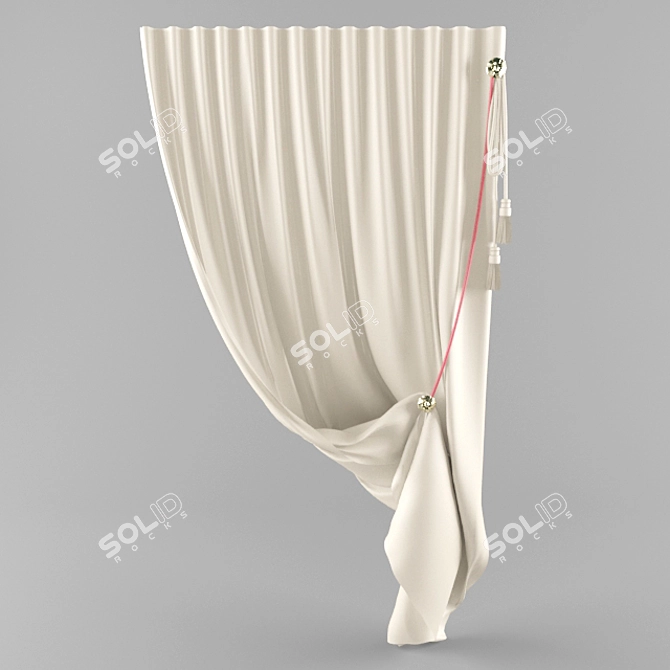 Elegant Beige Curtain 3D model image 1