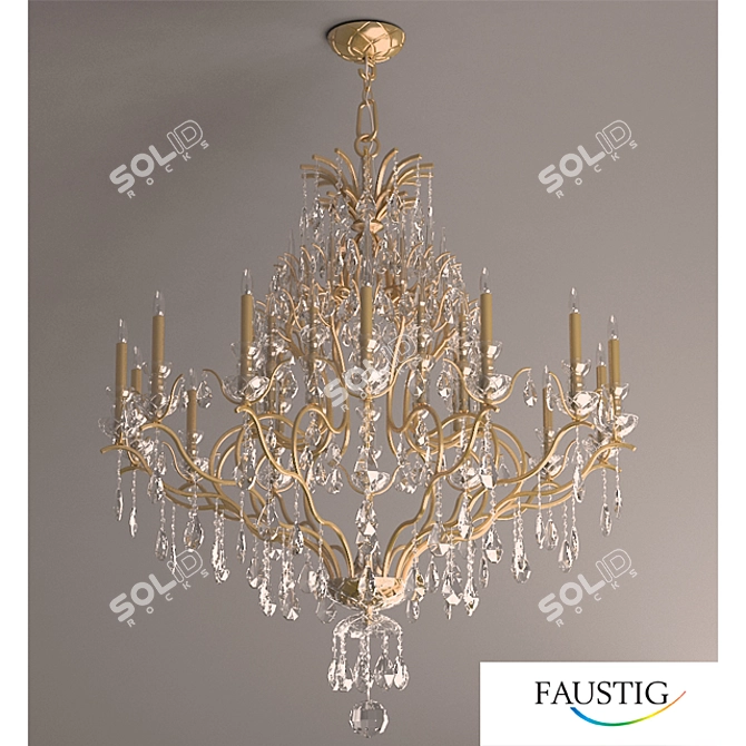 Elegant Teak Faustig Pendant 3D model image 2