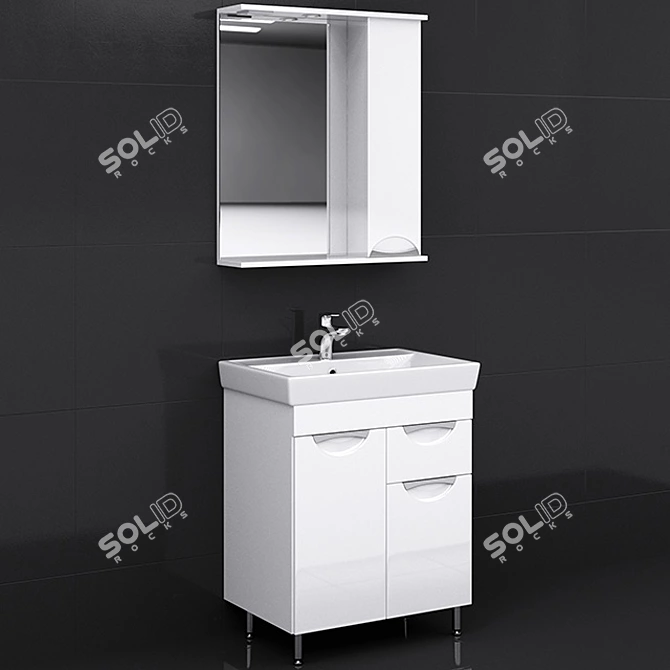 Elegant Victoria 70 Bathroom Set 3D model image 1