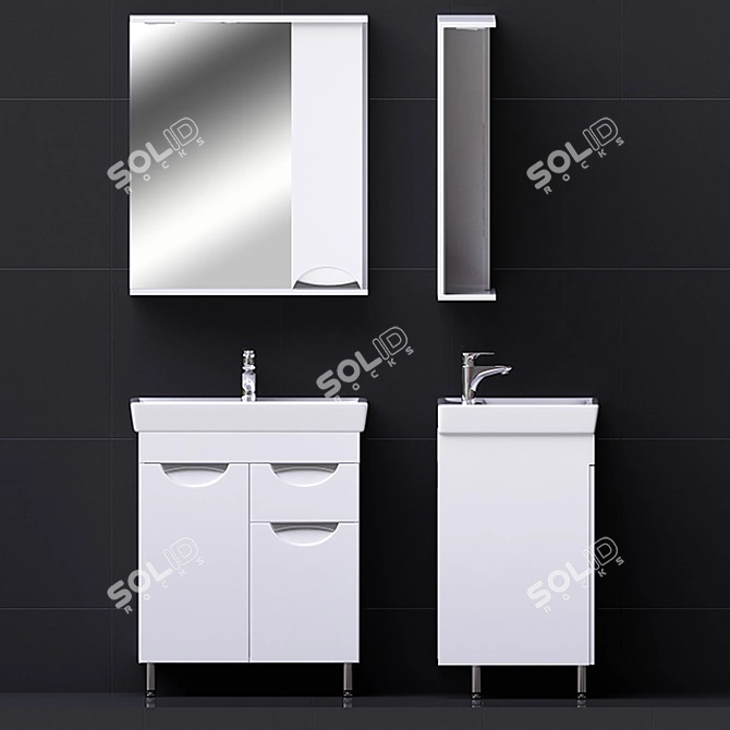 Elegant Victoria 70 Bathroom Set 3D model image 2