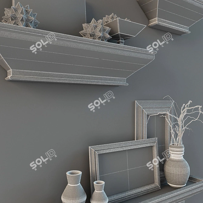 Wall Mounted Decorative Shelf Set 3D model image 3