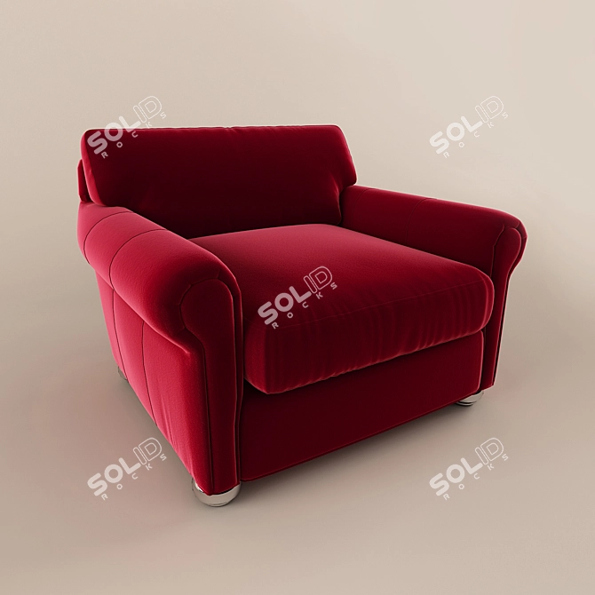 Luxurious Velvet Armchair 3D model image 2