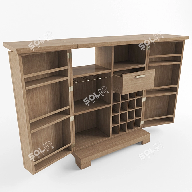 Elegant Dark Walnut Mini-bar 3D model image 1