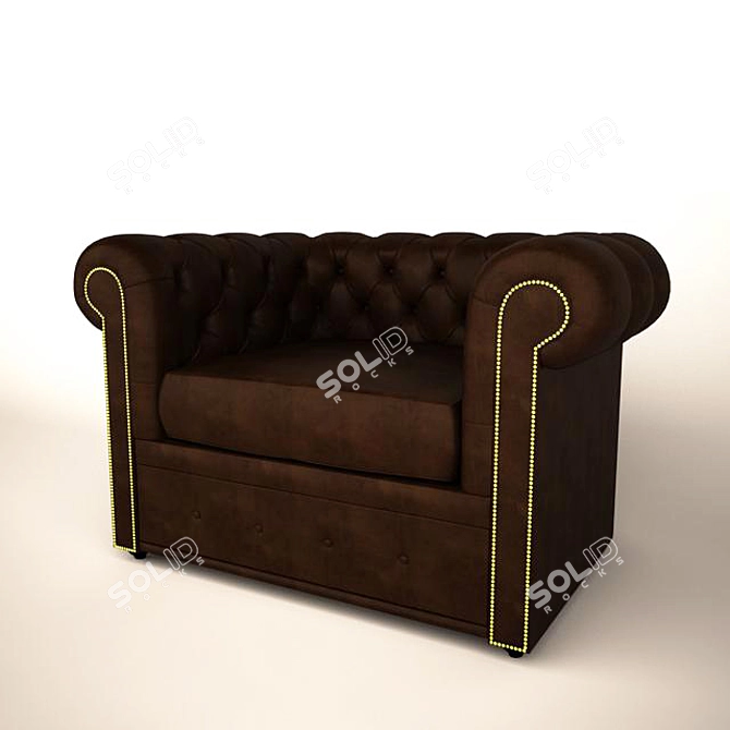 Elegant Chesterfield Armchair 3D model image 1