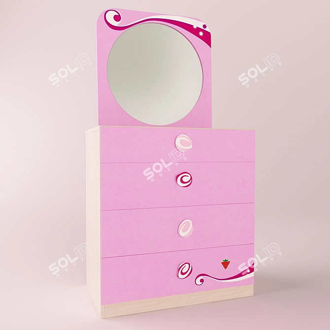 Princess Dresser with Mirror - Elegant Furniture 3D model image 1