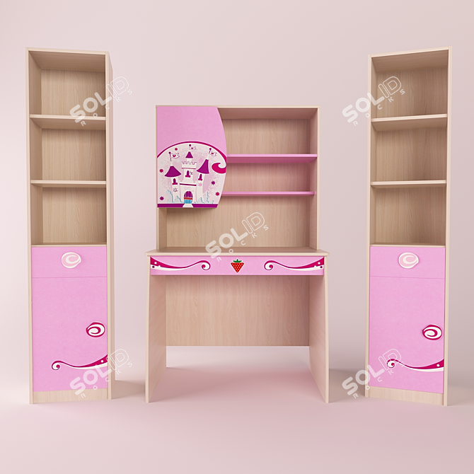 Princess Computer Desk: Stylish and Functional 3D model image 1