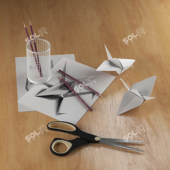 Origami Paper Cranes: Detailed 3D Model 3D model image 1