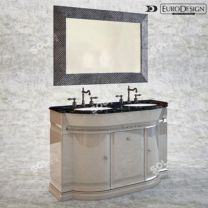 Elegant Eurodesign Washbasin 3D model image 1
