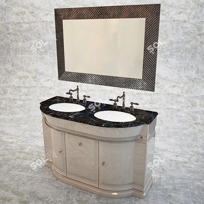 Elegant Eurodesign Washbasin 3D model image 2