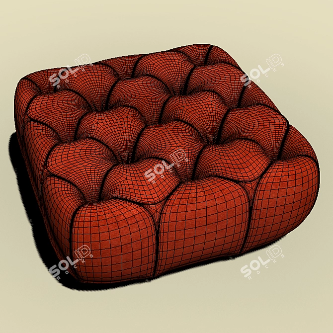 Quilted Pouf: Comfy and Chic 3D model image 3