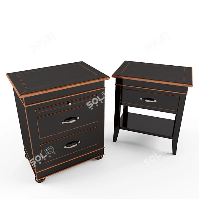 Sleek Bedside Chest Duo 3D model image 1