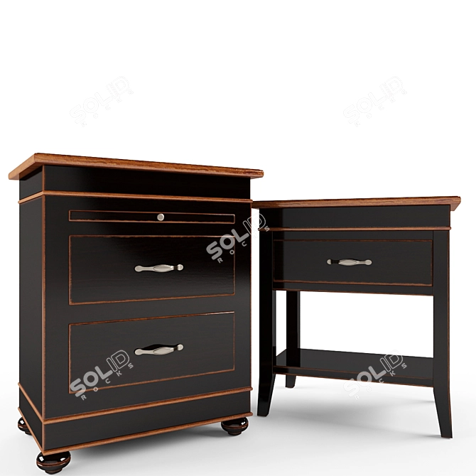 Sleek Bedside Chest Duo 3D model image 2