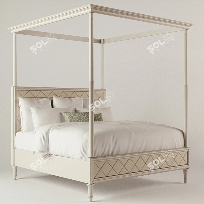 Luxurious Canopy Bed: Over the Top! 3D model image 1