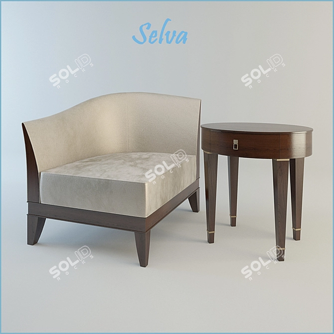 Elegant Selva Chair and Table 3D model image 1