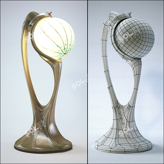 Elegance Resurrected: Art Nouveau Table Lamp 3D model image 2