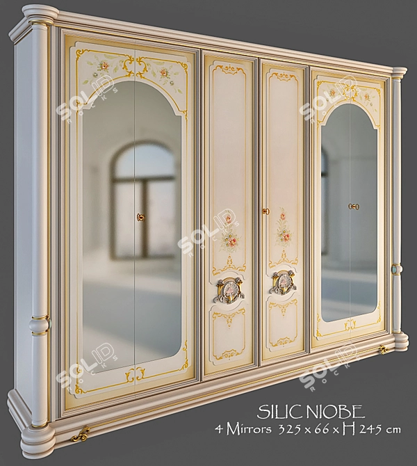 Title: Silik Niobe: Classic 6-Door Wardrobe with Ornate Details 3D model image 1