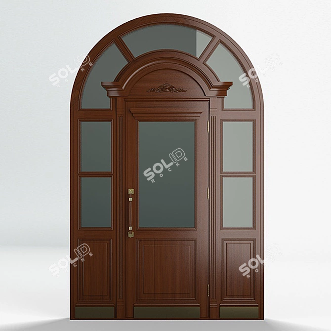 Elegant Exterior Wood Door 3D model image 1