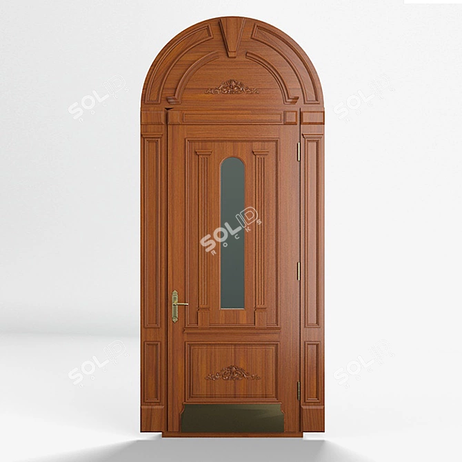 Elegant Wooder Exterier Door 3D model image 1