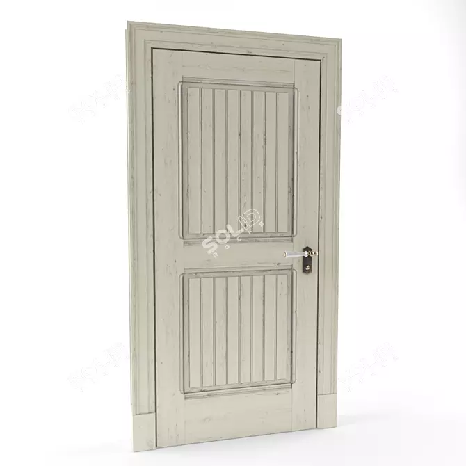 Provence-Style White Washed Oak Door 3D model image 1