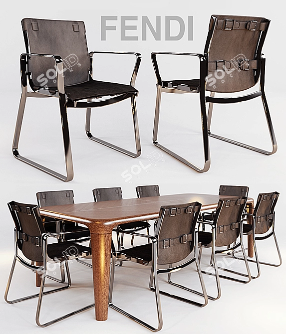 Elegant Fendi Blixen Chair Set 3D model image 1