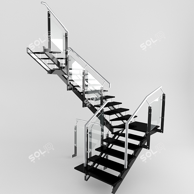 Modern Style Steel Staircase 3D model image 1