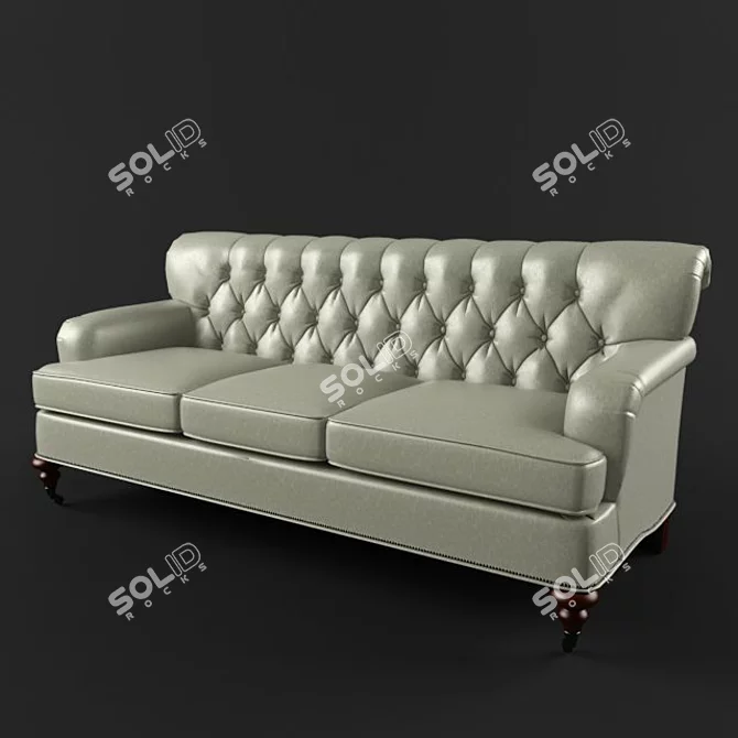 Luxury Cigar Leather Sofa 3D model image 1