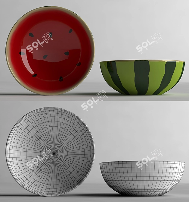 Bright Bliss Ceramic Bowls 3D model image 3