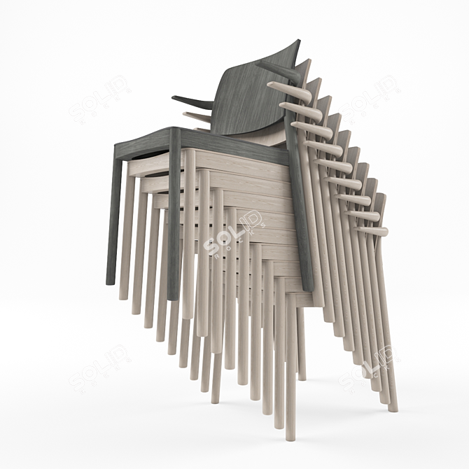 Grace Wooden Chair: TurboSmooth Wood Chair 3D model image 3