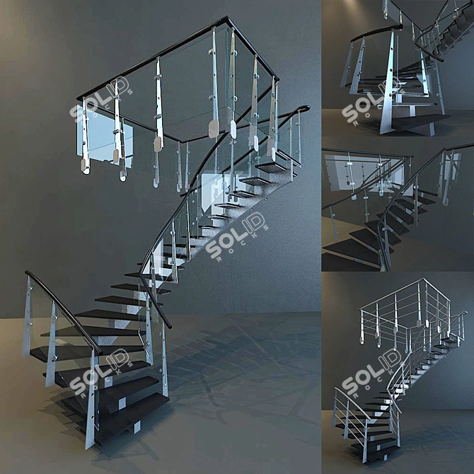 Elegant Swivel Stairs 3D model image 1