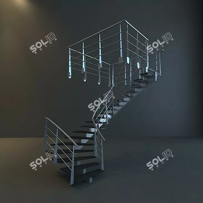 Elegant Swivel Stairs 3D model image 2