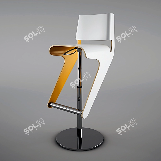 Sleek Wood Bar Stool 3D model image 1