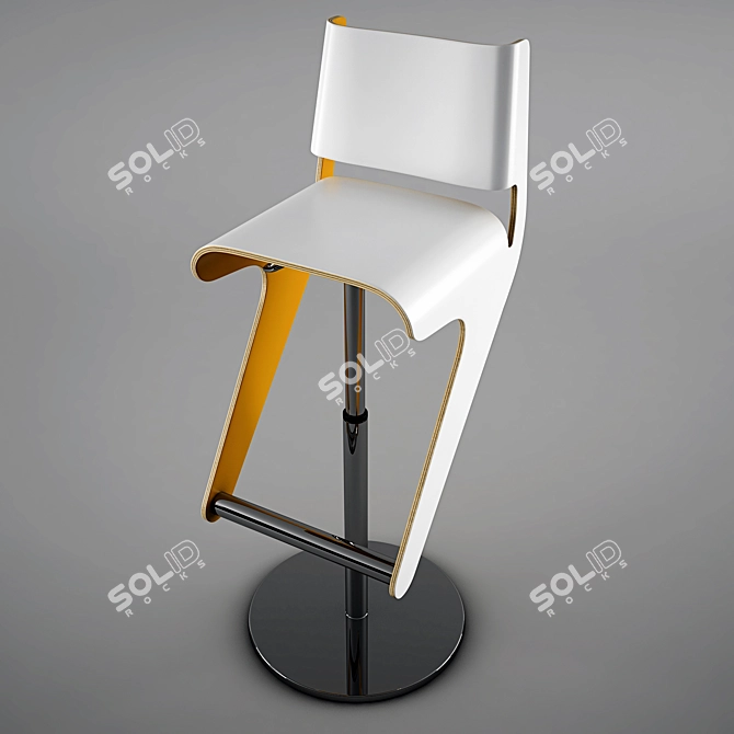 Sleek Wood Bar Stool 3D model image 3