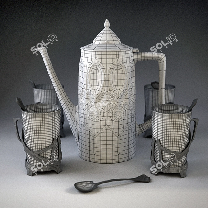 Elegant Art Nouveau Pot 3D model image 3