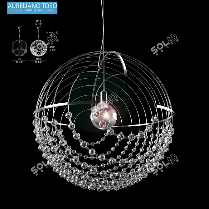 Crystal Chandelier, 50cm Diameter 3D model image 1