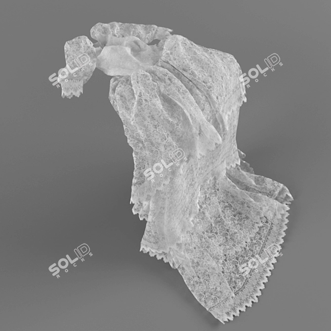 Elegant White Lace Dress 3D model image 3