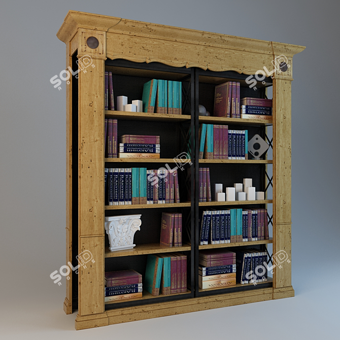 BAMAX Antique Effect Bookcase & TV Niche 3D model image 3