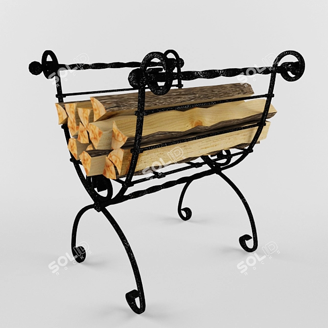 Classic Firewood Rack 3D model image 1