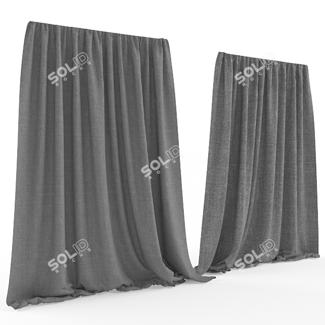 Luxurious Velvet Curtains 3D model image 1