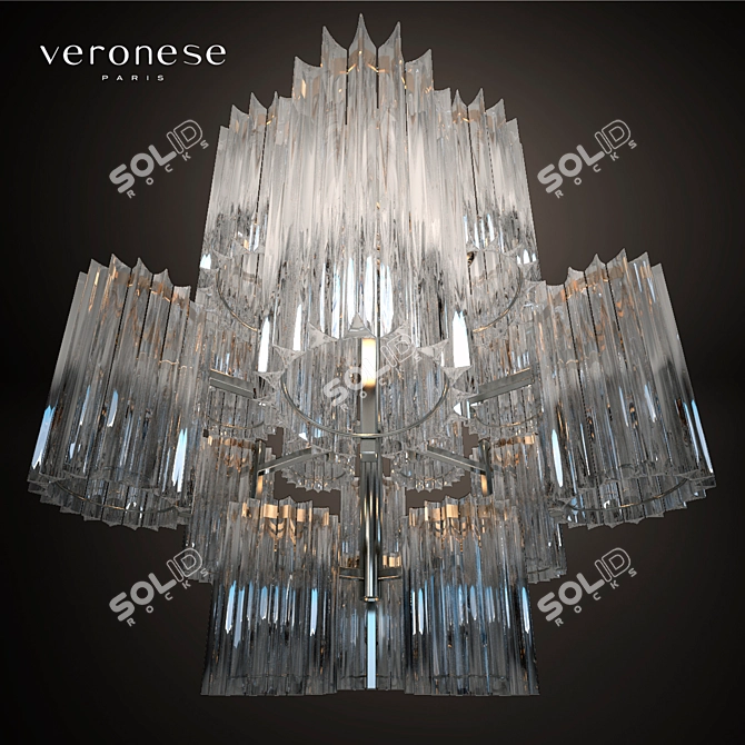 Elegant Veronese Tambour Chandelier 3D model image 2