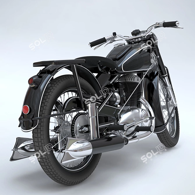 Retro Style IZH-49 Motorcycle 3D model image 3