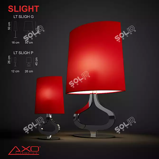 Red Fabric Shade Steel Table Lamps 3D model image 1