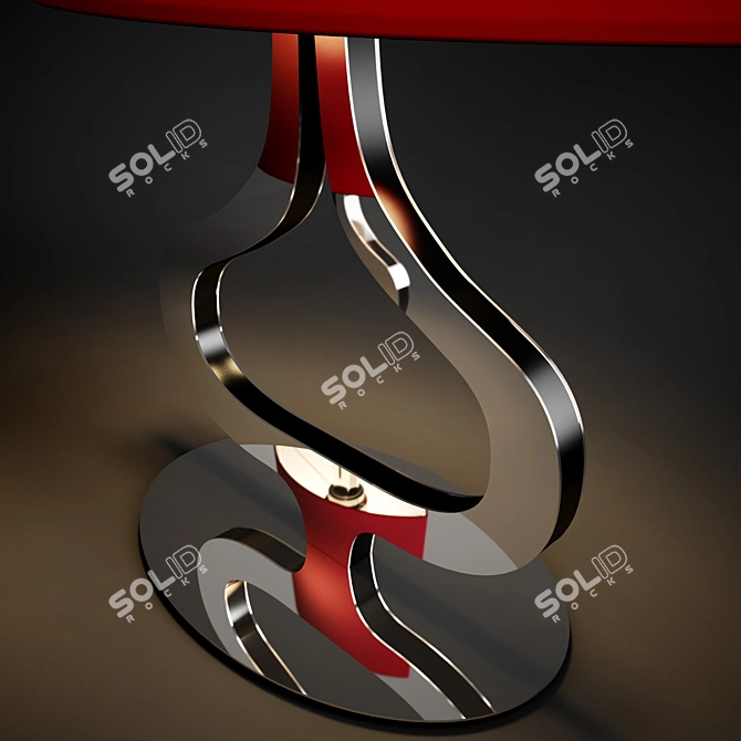 Red Fabric Shade Steel Table Lamps 3D model image 2