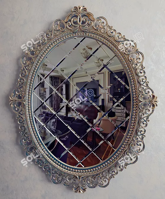 Elegant Oval Mirror 3D model image 1