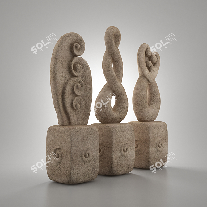 Sculpted Stone Figurine 3D model image 3