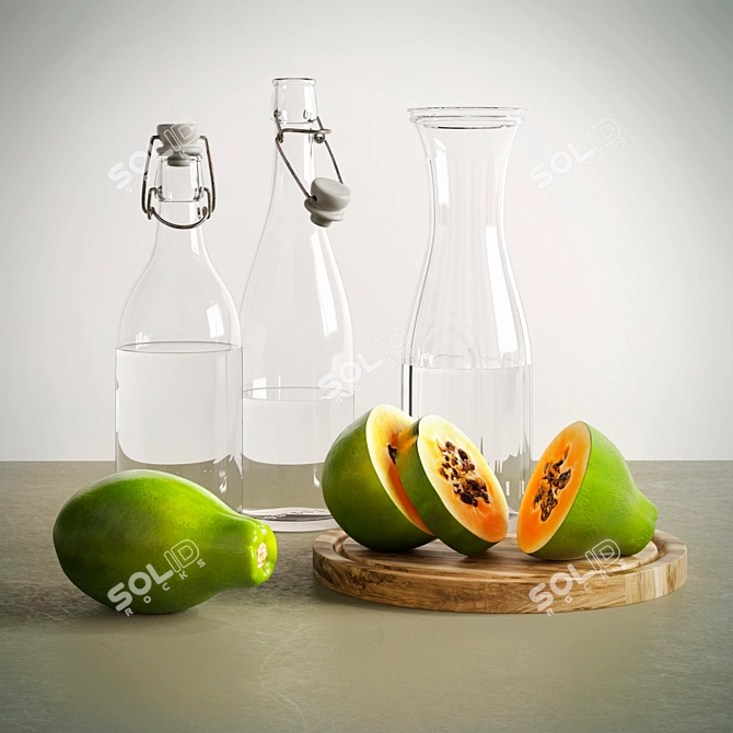 Papaya Blast: Juicy Goodness in a Bottle 3D model image 1